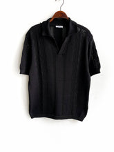 Men's Black Canty Cotton Lace V Neck Oversize T-shirt