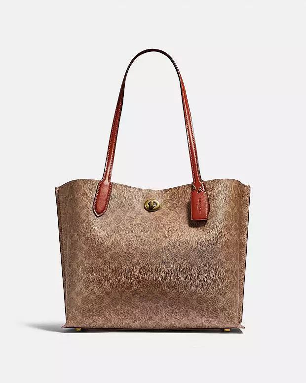 Coach Brown/Beige Signature Coated Canvas Willow Tote