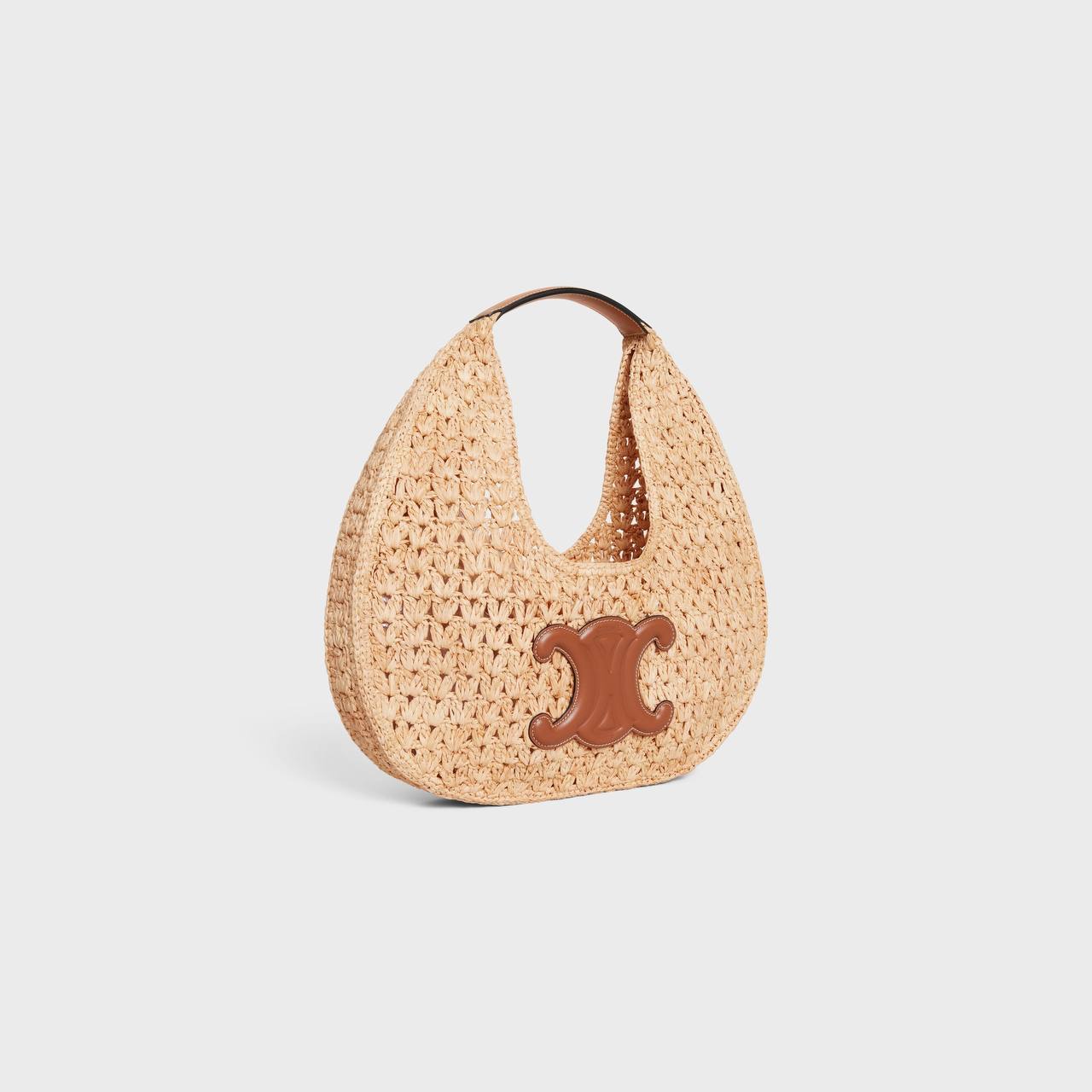 CELINE CLASSIC PANIER HOBO BAG IN RAFFIA AND CALFSKIN