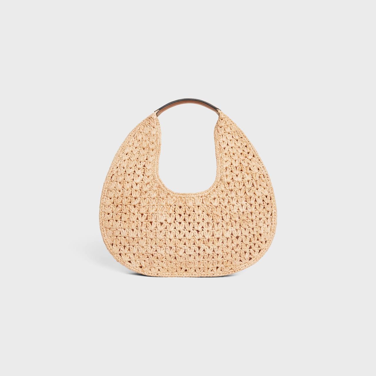 CELINE CLASSIC PANIER HOBO BAG IN RAFFIA AND CALFSKIN