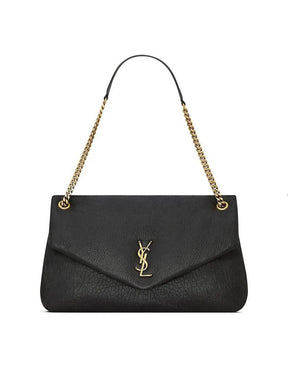 Saint Laurent Calypso Large Bag In Grained Lambskin - Black