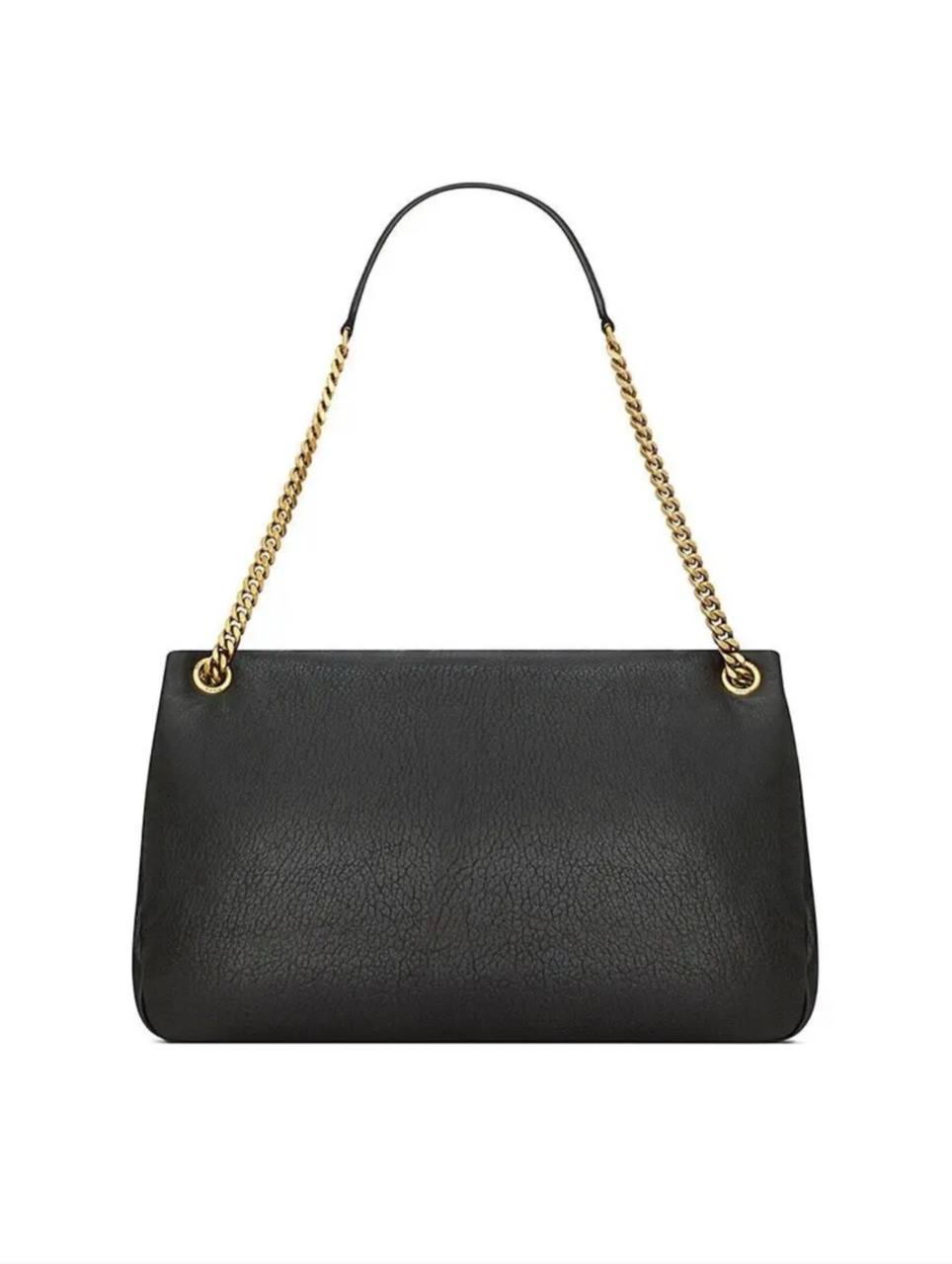 Saint Laurent Calypso Large Bag In Grained Lambskin - Black