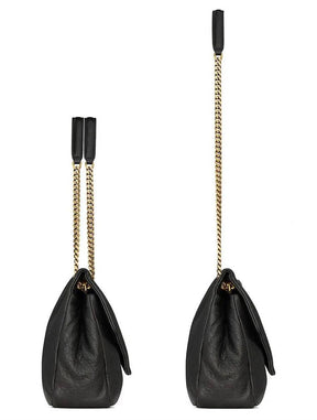 Saint Laurent Calypso Large Bag In Grained Lambskin - Black