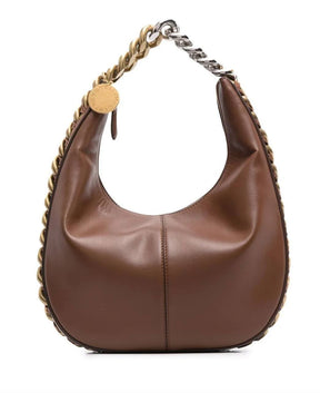 CHUNKY-CHAIN DETAIL TOTE BAG - BROWN