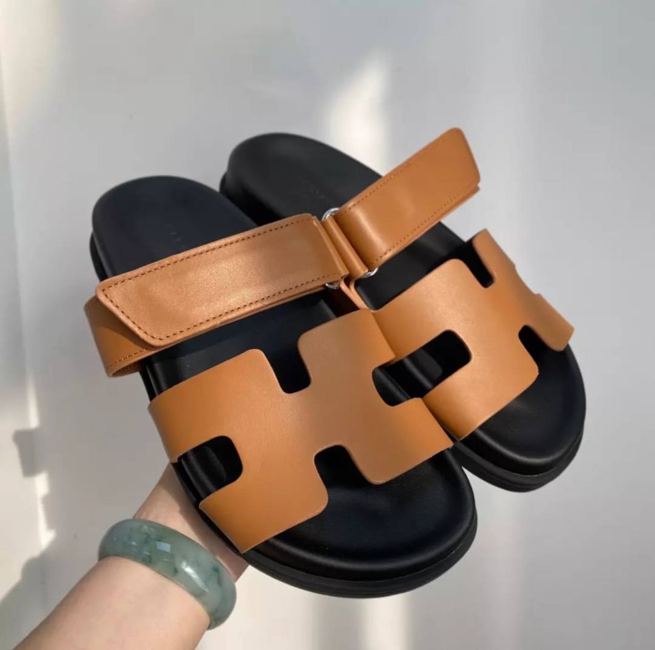 Hermes Chypre Camel Sandals Slides