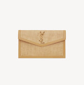 YSL UPTOWN POUCH IN MICRO RAFFIA NATURAL HAY & BLUSHYSL