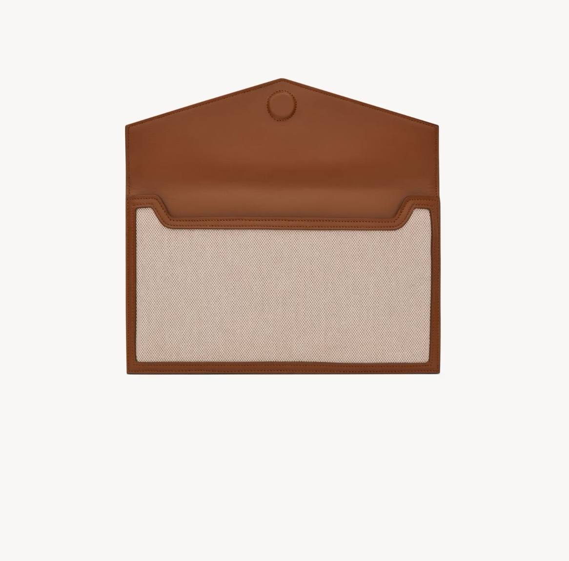 YSL UPTOWN POUCH IN CANVAS AND SMOOTH LEATHER NATURAL BEIGE