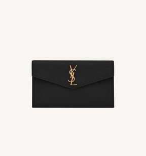 YSL UPTOWN POUCH IN GRAIN DE POUDRE LEATHER BLACK