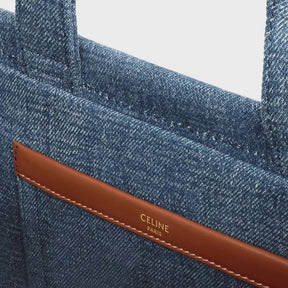 Celine small cabas thais in Denim with Triomphe all-over and calfskin