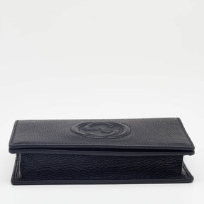 Gucci Black Pebbled Leather Soho Wallet On Chain