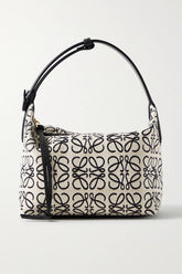 LOEWE SMALL CUBE LEATHER TRIMMED CANVAS JACQUARD BAG