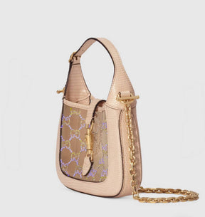 Gucci JACKIE 1961 MINI CRYSTAL GG LIZARD BAG