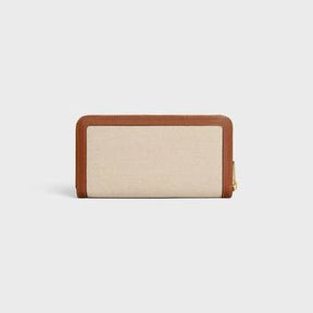 CELINE LARGE ZIPPED WALLET IN TEXTILE AND CALFSKIN