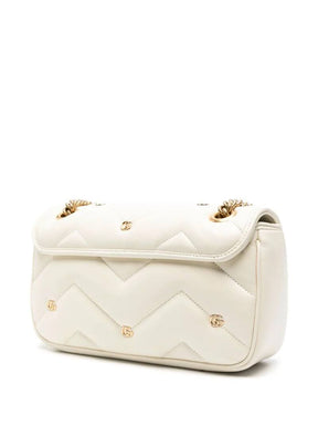 White GG Marmont Small Leather Shoulder Bag