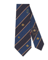 Gucci stripe print motif detail tie - Blue