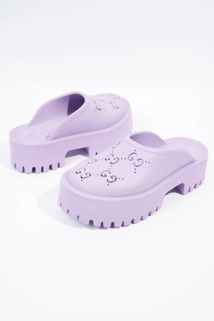 Gucci Purple Rubber GG Perforated Clogs