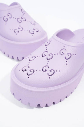 Gucci Purple Rubber GG Perforated Clogs