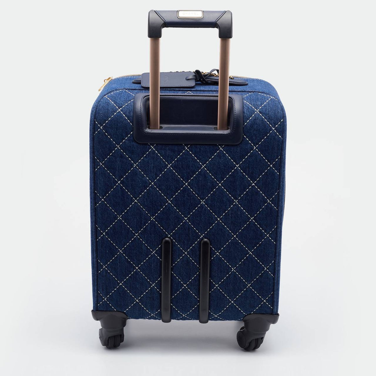 Chanel Blue Quilted Denim and Leather Coco Case Trolley Luggage