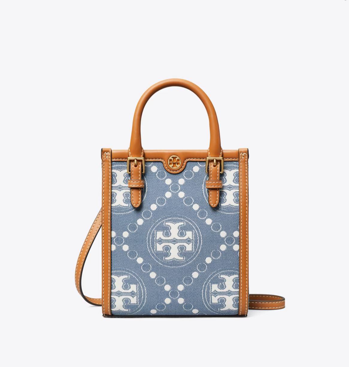 TORY BURCH MONOGRAM DENIM MINI TOTE