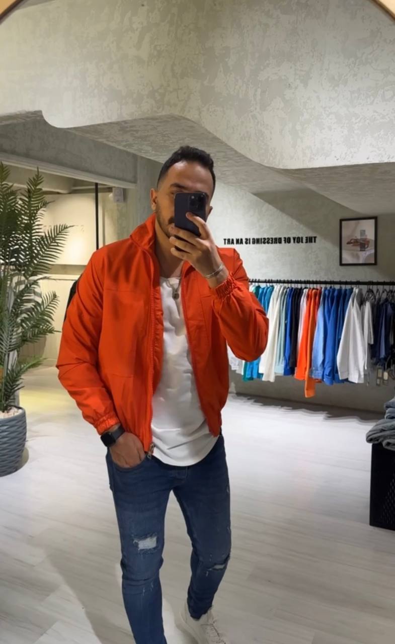 Men’s Windbreaker Waterproof Jacket In Orange