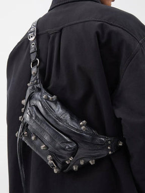 Balenciaga Le Cagole cracked-leather belt bag