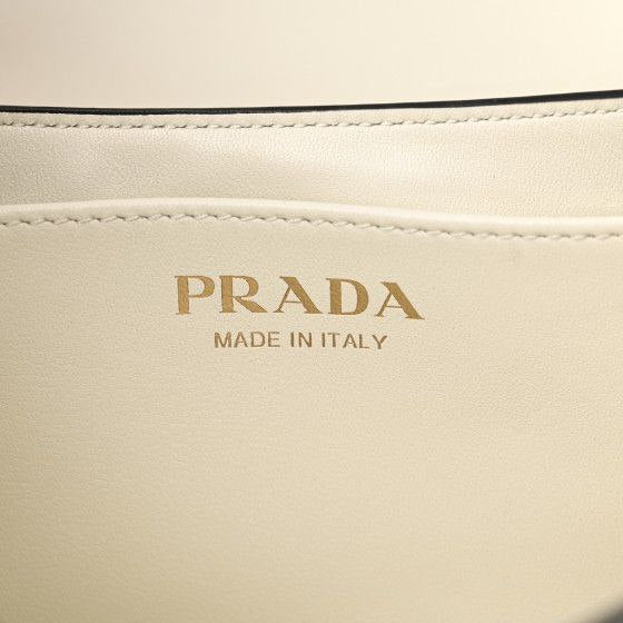 Prada White Brushed Leather Shoulder Bag