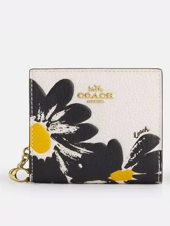 Original Coach Snap Wallet In Signature Canvas With Floral Print