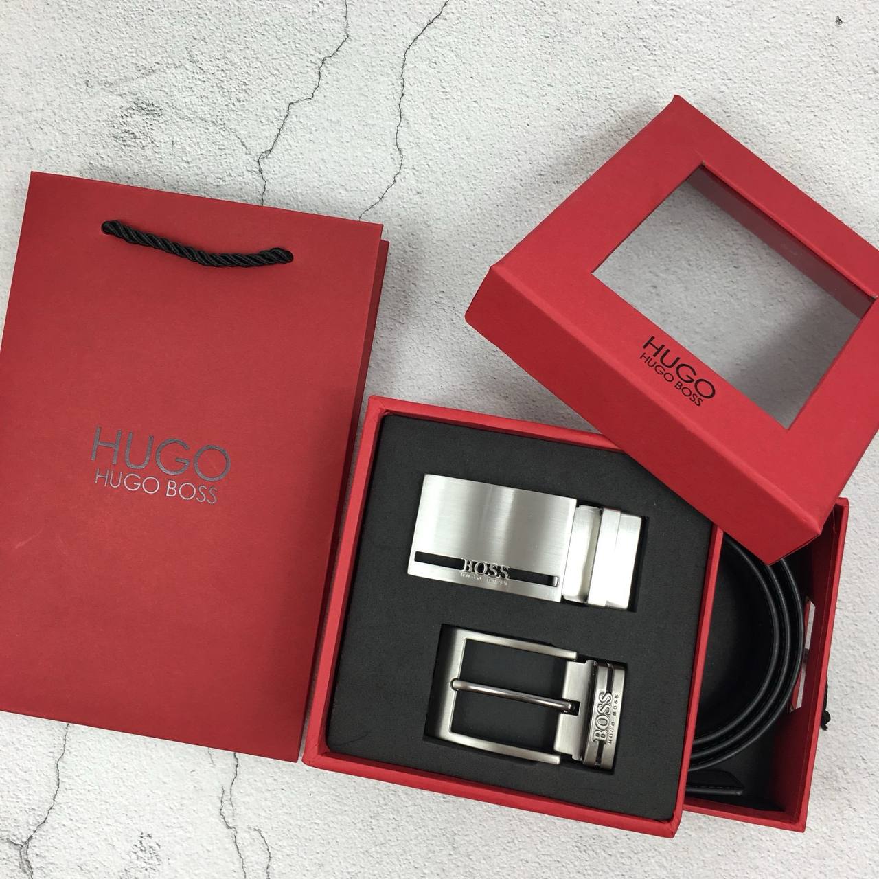 Hugo Boss Leather Belt Set For Men