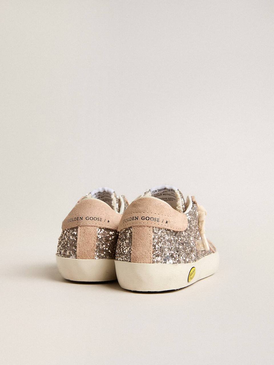 Junior Super-Star in glitter with suede star and heel tab