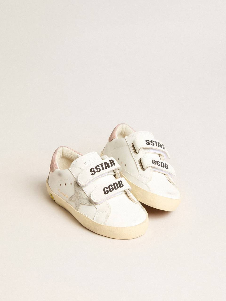 Young Old School in leather with gray suede star and old rose heel tab