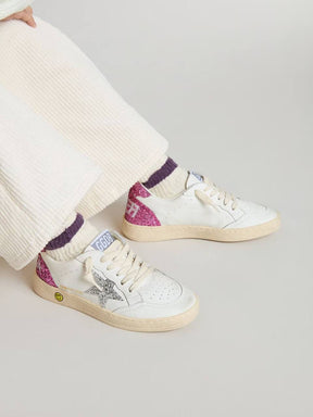 Junior Ball Star with silver glitter star and pink glitter heel tab