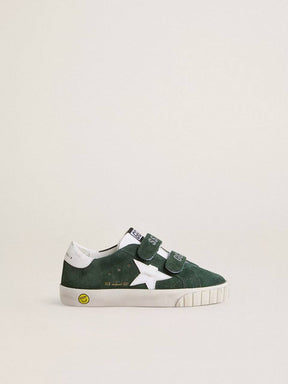 Old School Young in green suede with white leather star and heel tab
