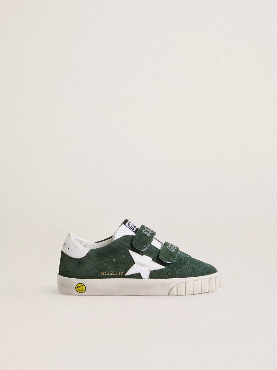 Old School Young in green suede with white leather star and heel tab