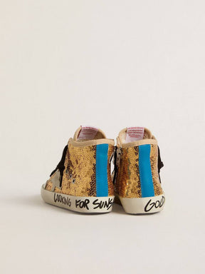 Junior Francy Penstar in gold sequins with ice-gray suede star