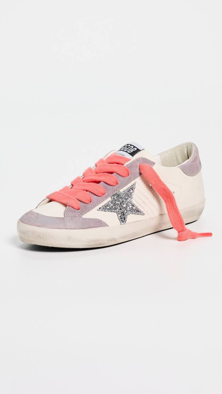 Women's Super-Star with silver glitter star and lilac suede heel tab