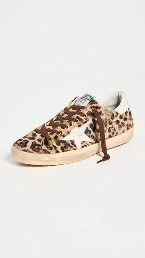 Women’s Super-Star LTD in leopard-print pony skin with leather star and heel tab