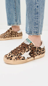 Women’s Super-Star LTD in leopard-print pony skin with leather star and heel tab