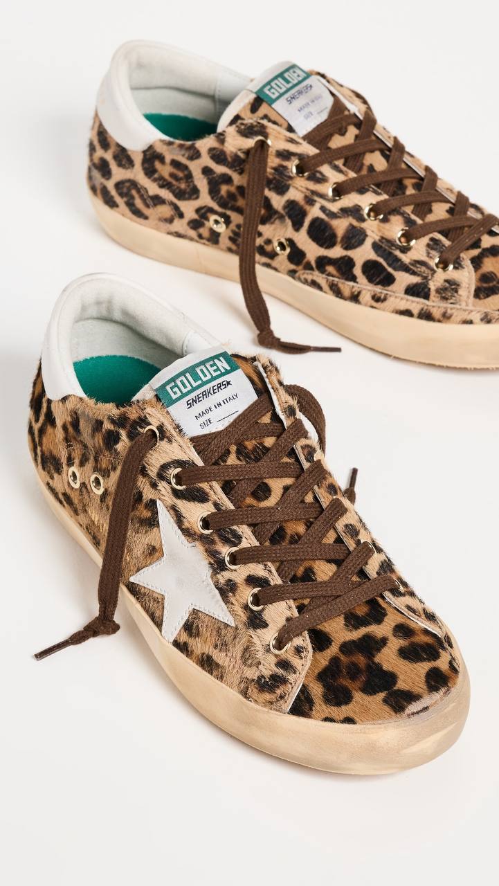Women’s Super-Star LTD in leopard-print pony skin with leather star and heel tab