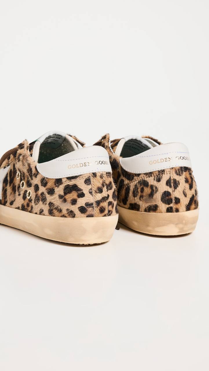 Women’s Super-Star LTD in leopard-print pony skin with leather star and heel tab