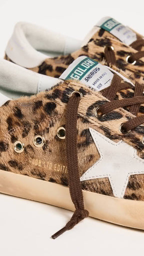 Women’s Super-Star LTD in leopard-print pony skin with leather star and heel tab