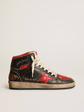 Men's Sky-Star in glossy black leather with red star