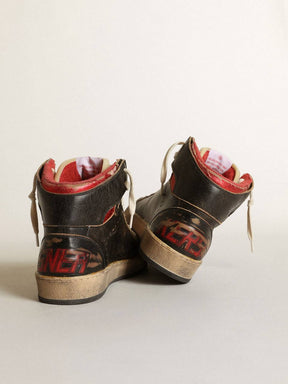 Men's Sky-Star in glossy black leather with red star