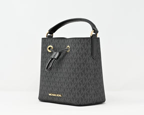 MICHAEL KORS SURI Small Logo Bucket Crossbody Black Signature Canvas