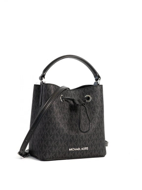 MICHAEL KORS SURI Small Logo Bucket Crossbody Black Signature Canvas