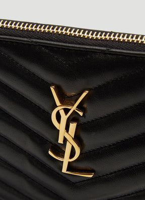 SAINT LAURENT Black Pouch In Matelassé Leather