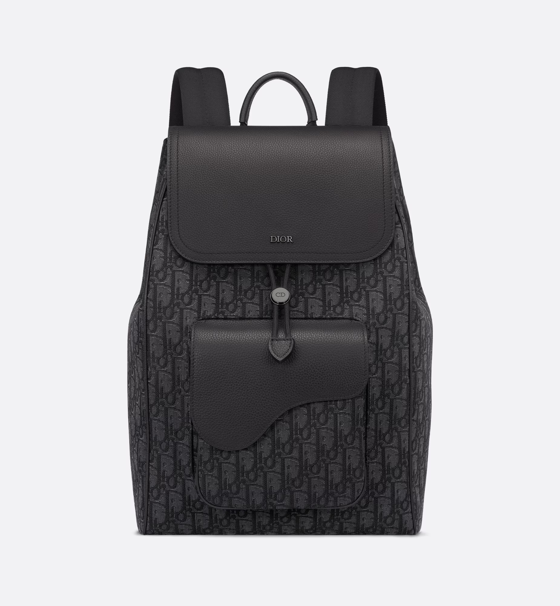Saddle Backpack Black Dior Oblique Jacquard and Grained Calfskin