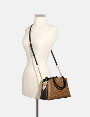 Coach Lillie Carryall Signature Khaki Black