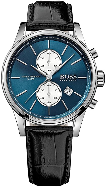 Original Hugo Boss Men's Blue Dial Leather Band Watch 1513283 - Puzzles Egypt