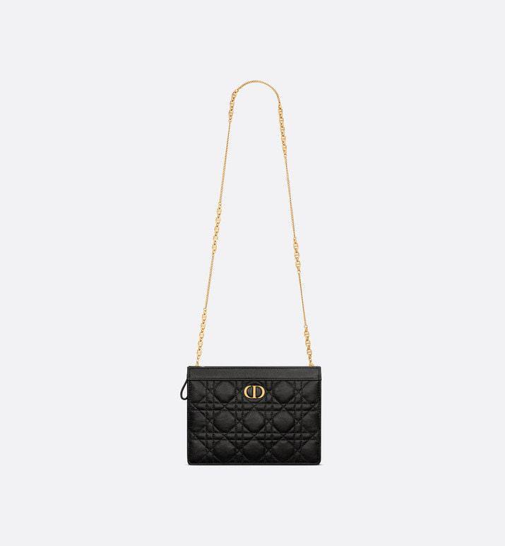 DIOR CARO ZIPPED POUCH WITH CHAIN