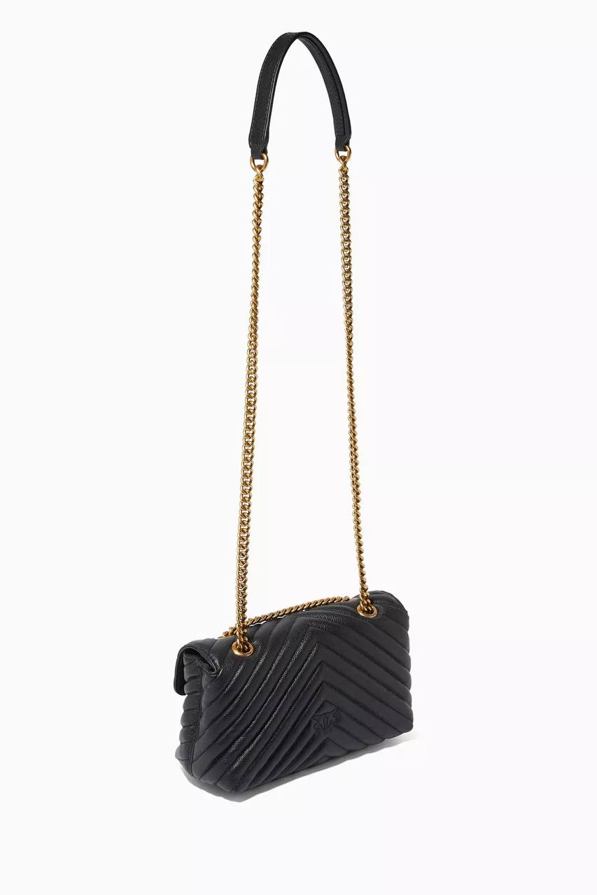 Pinko Mini Love Brooches Quilted Bag in Leather
